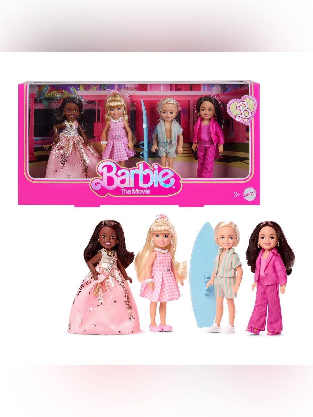 Barbie Kids Doll 4-Pack – Pink, Blue, Green, Gold Outfits